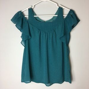 Maeve Tavin cold shoulder top size 4 GREEN